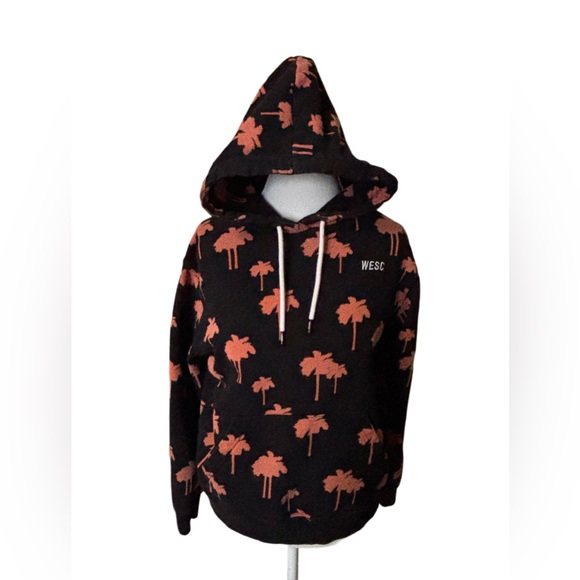 Wesc Black and Orange Palm Print Hoodie Size M - Picture 1 of 11